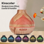 400 ml aroomiteraapia eeterlike &otilde;lide difuusor Puidutera kaugjuhtimispult Ultraheli &otilde;huniisutaja jahe 7 v&auml;rvi LED-valgusega EU Plug