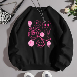 Yst&auml;v&auml;np&auml;iv&auml; Smile Print Crew Neck Pullover Avara pikkade varrukatega dressipluus XS valge
