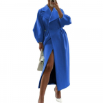 Naised Vintage laternaga varrukad villased mantlid, lahtik&auml;iv krae, pikad jakid naiste s&uuml;gistalvine kaherealine &uuml;ler&otilde;ivaste mantel XXL sinine