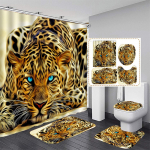 4tk Golden Leopard du&scaron;ikardin WC-istme vannimati komplekt, gepardist riidest vannitoa du&scaron;ikardin Metsloomadest riidest kardinad 4Pcs
