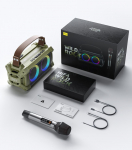 MIFA WildRocki kaasaskantav karaokepok&otilde;lar koos juhtmeta mikrofoniga, Bluetooth 5.0 k&otilde;larid, 60 W v&otilde;imas heli, 13 tundi m&auml;nguaega kamuflaaž