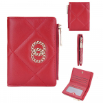 Naiste mood l&uuml;hike rombist rahakott, nahast t&otilde;mblukuga kaardihoidja, naiste mitme kaardiga rahakott punane