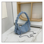 Moodne teksakott naiste Fried Dough Twists palmik pilvekott kett k&auml;ekott k&auml;sitsi kootud kaenlaalune &otilde;lakott