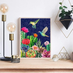 5D DIY Teemantmaali Humming Bird Maalimine Ristpistes Mosaiik Teemanttikandid Roos T&auml;is&uuml;mmargune/ruudukujuline puur Kodukaunistus Round 30x40cm