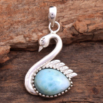H&otilde;bedane v&otilde;luehted 925 Sterling h&otilde;be Larimar labradoriit must oon&uuml;ks kuukivist naiste luige ripats