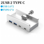 4-pordiline USB C-jaotur koos toiteallikaga USB 3.0 splitteradapter C-t&uuml;&uuml;pi klambrijaoturi dokkimisjaam 5G kiire andmeedastus s&uuml;learvuti jaoks