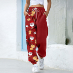 Naiste j&otilde;ulutr&uuml;kiga vabaaja p&uuml;ksid, elastne v&ouml;&ouml;koht, n&ouml;&ouml;riga p&uuml;ksid taskutega XXL must