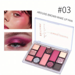 12-v&auml;rviline Facial Comprehensive meigipuudri palett Matt Pearlescent Earth Color Blush kulmupuudri lauv&auml;rvipalett 02#nude red