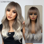 LOUIS FERRE oranžid lainelised mustade esilet&otilde;stetud parukad, pika loodusliku lainega s&uuml;nteetiline parukas naiste kuumakindlast kiust parukas