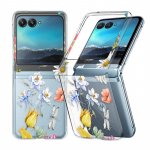 Motorola Moto Razr 40 50 Ultra Samsung ZFlip6/5/4/3 p&otilde;rutuskindlale selge v&auml;rvi armastuse s&uuml;damemustriga kokkupandav &uuml;mbris, lillede prinditud kaane Motorola Moto RAZR 40 Ultra