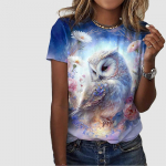 Naiste suvine T-s&auml;rk, &ouml;&ouml;kullitr&uuml;kiga l&uuml;hikeste varrukatega T-s&auml;rk, vabaaja tr&uuml;kitud topp XS lilla