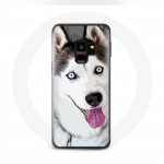 &Uuml;mbris Samsung galaxy S9 plus Siberian White Husky Blue Eyes jaoks