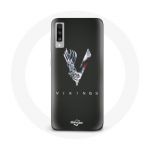 &Uuml;mbris Samsung Galaxy A70 Vikings Series 6. hooaja logoga V M&otilde;&otilde;gahall must taust