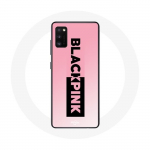 Coque pour Oppo A16 Blackpink Groupe de K-pop Logo Noir Rose Fond Rose