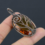 Natural Tree Of Life Citrine Gemstone Copper Wire Wrap Pendant 2.36 l7b92