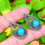 Natural Santa Rosa Turquoise Gemstone 925 Sterling Silver Earring 2.05 q8b61