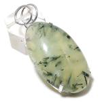 Natural Prehnite Gemstone Handmade 925 Sterling Silver Pendant 2.17 f0m83