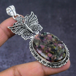 Natural Watermelon Tourmaline Gemstone 925 Steling Silver Pendant 3.19 u8h57