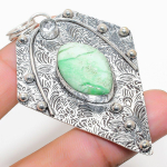 Natural Chrysoprase, White Topaz Gemstone 925 Sterling Silver Pendant 2.84 r5p44