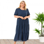 Suvekleit &uuml;hev&auml;rviline &uuml;mara kaelusega Bohemian Plus Size naiste l&uuml;hikeste varrukatega kleidid XL