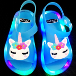 T&uuml;drukute sussid Lastele Unicorn LED Lastesussid Beebi sandaalid Lastejalatsid t&uuml;drukutele Poistele Valguskingad v&auml;ikelapsed 24-25# sinine