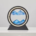 Mereekraani kaunistus kiirliivamaaling lauaarvuti ornament Liivamaastik lamp Liivakella valgus Black Frame sinine