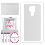 apgo Protective Skin Sticker for the back compatible with Motorola Moto E7 Plus, Wrap Film, Foil, Vinyl - Pattern Transparent Carbon