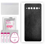 apgo Protective Skin Sticker for the back compatible with TCL Plex, Wrap Film, Foil, Vinyl - Pattern Black Leather