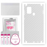 apgo Protective Skin Sticker for the back+sides compatible with Samsung Galaxy M31, Full Wrap Film, Foil, Vinyl - Pattern Transparent Carbon