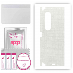 apgo Protective Skin Sticker for the back+sides compatible with Samsung Galaxy Z Fold4, Full Wrap Film, Foil, Vinyl - Pattern White Fabric