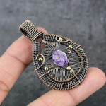 Natural Mosaic Jasper Gemstone Copper Wire Wrap Gift Jewelry Pendant 2.36 y6a47
