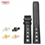 Ehtsast nahast k&auml;ev&otilde;ru Tissot Sports Racing Series PRS516 T91 1853 jaoks, pealmine kiht lehmanahk, kellarihm 20mm Chopini kellarihma jaoks black buckle