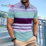 Cozy Up meeste silmkoelised polos&auml;rgid l&uuml;hikeste varrukatega tekstuuriga pullover Golfi polo T-s&auml;rgid S sinine