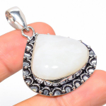 Natural Rainbow Moonstone Gemstone 925 Sterling Silver Pendant 1.97 v0i17