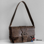 Vintage Nahast Pandlaga Klapiga &Otilde;lakott (1 v&auml;rv) 27x15x11cm pruun