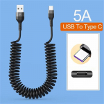 66W 5A USB Type C andmekaabel 3A Micro USB vedrut&otilde;mmatav teleskoopkiirlaadimiskaabel Sumsung Xiaomi POCO Huawei Honor LG jaoks 1 M must