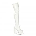 Seksikad naiste saapad &uuml;le p&otilde;lve Saapad Lakknahast veniv lukuga kingad &Uuml;mmargused k&otilde;rged kontsad Suures suuruses kingad 43 valge