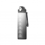 1000 ml plastikust veepudel ajamarkeriga Outdoor Fitness Sports lekkekindel joogitops k&auml;epidemega spordikeetjaga hall