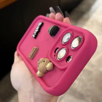 Armas 3D Bear Coffee Cartoon silikoon&uuml;mbris iPhone'ile 16 15 12 11 13 14 Pro Max 7 8 Plus X Xs Xr 15pro 14pro 15plus, pehme matt kate iPhone 12 Pro Max