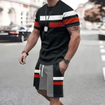 Suvine t&auml;navameeste l&uuml;hikeste varrukatega &uuml;likond igap&auml;evane vabaajamood l&uuml;hikeste varrukatega v&auml;litrend spordip&uuml;ksid uudne triibuline print S