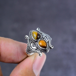 Natural Tiger Eye Gemstone Handmade 925 Sterling Silver Gift Ring Size 10 o6l13