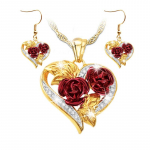 2tk Rhinestone Decor Roos lilledega ripats Kaelakee K&otilde;rvar&otilde;ngaste Komplekt Dekoratiivsed Aksessuaarid P&uuml;hade S&uuml;nnip&auml;eva L&otilde;petamise Aastap&auml;eva Peo Kingitus T&uuml;drukutele kuldne