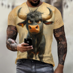 Naljakas 3D kariloomade tr&uuml;kisega T-s&auml;rk meestele Street Trend hip-hop r&otilde;ivad vabaaja O-kaelusega l&uuml;hikeste varrukatega T-s&auml;rk Moe lahtised suvetopsid S