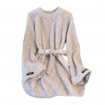 Naiste kudumine &Uuml;mara kaelusega sviiter, pikkade varrukatega &uuml;hev&auml;rvilised pulloverid koos v&ouml;&ouml;ga. Keskmise pikkusega kudum roosa