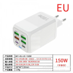 uus mobiiltelefoni laadija 150W laadimispea 4USB + 2PD mitme pordiga kiirlaadija mobiiltelefoni laadija 5v2.4A (601-4U+2C) - European Standard-150W-White