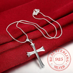 925 Sterling h&otilde;bedane kaelakee Lihtne mood risti ripatsiga kaelakee h&otilde;bekett naistele ja meestele ehted kingitused