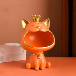 UUS Fortune Crown suuresuuline kassi sissep&auml;&auml;su v&otilde;tmehoidik, dekoratiivne ornament, kerge luksuslik majasoojendav kingiskulptuur oranž