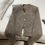 Vintage L&uuml;hike Tweed Jakk Naistele Elegantne L&uuml;hike Bleiser S&uuml;gis Korea &Uuml;he Rinnaga K&otilde;ik Sobivad Vabaaja Stiilne &Uuml;ler&otilde;ivad Topid XL khaki