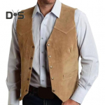 Meeste vest mantel kraeta V-kaelusega varrukateta &uuml;herealine &uuml;hev&auml;rviline taskutega vest Old West Style vest Ametlik &auml;rikost&uuml;&uuml;m jakk M khaki