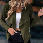 S&uuml;gis Uus Vintage Pikkade Varrukatega Lai Jakk Naiste &Uuml;ler&otilde;ivad Mood Vabaaja L&uuml;hikesed Mantlid Naised Elegantne &Uuml;hev&auml;rviline Talv T&auml;nav Naised Jakid Mantel 25013 S armee roheline v&auml;rv